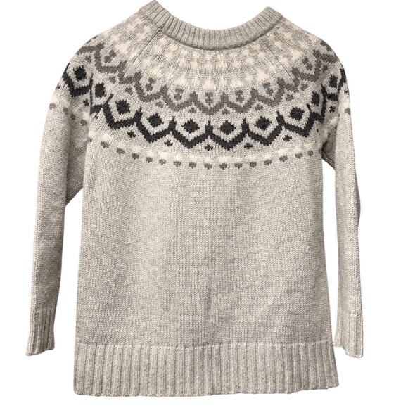 J Crew Size Small Nordic Fair Isle Sweater Merino Wool Blend Beige Black Winter - Picture 3 of 5